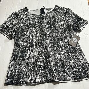 Vince Camuto Women's Short Sleeve Even Plaid Shell Size Medium MSRP $79